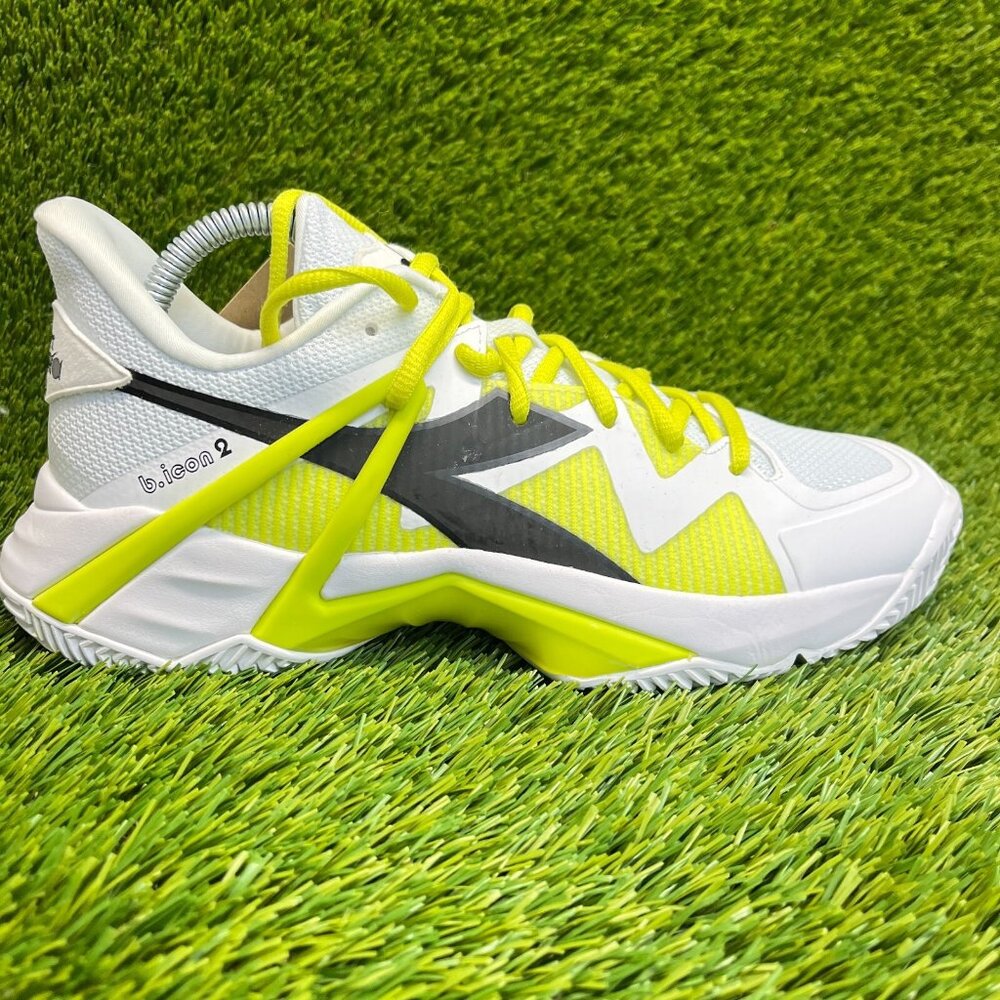 Diadora B.Icon 2 Womens Size 9.5 White Neon Black Running Tennis Shoes Sneakers